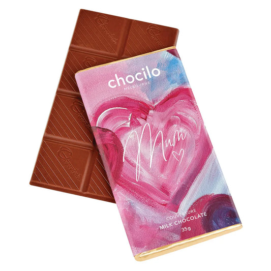 "Mum Painted Hearts" Milk Chocolate Block
